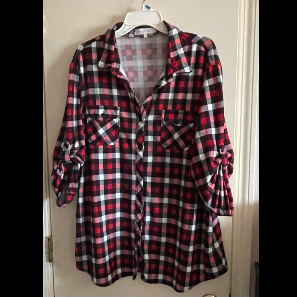 Eden and Olivia Plaid top